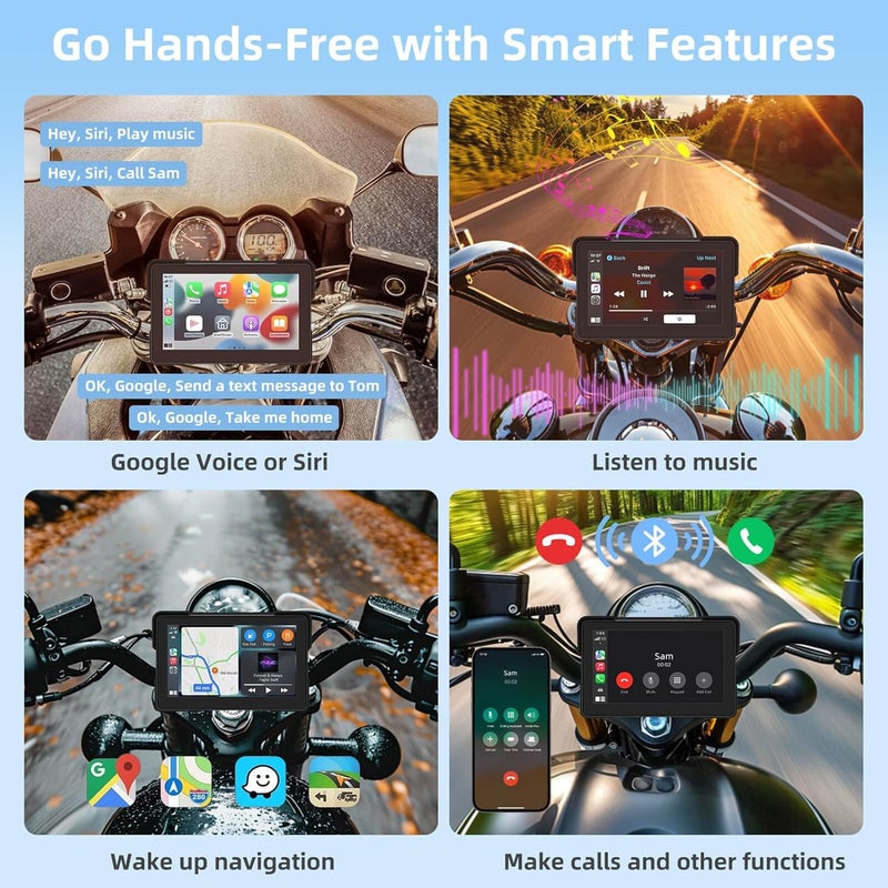 MITNOTY 7 Inch Wireless Motorcycle CarPlay &Android Auto, Waterproof Smart GPS Navigation System, Portable Moto Car Play Screen with Dual Bluetooth, Voice Control, Navigation, Siri/G-Assist, Anti-Glare - Image 3
